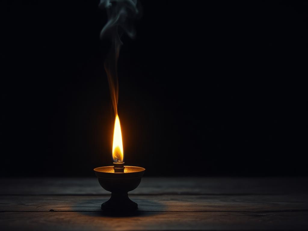 Burning oil lamp symbolizing prophetic vision
